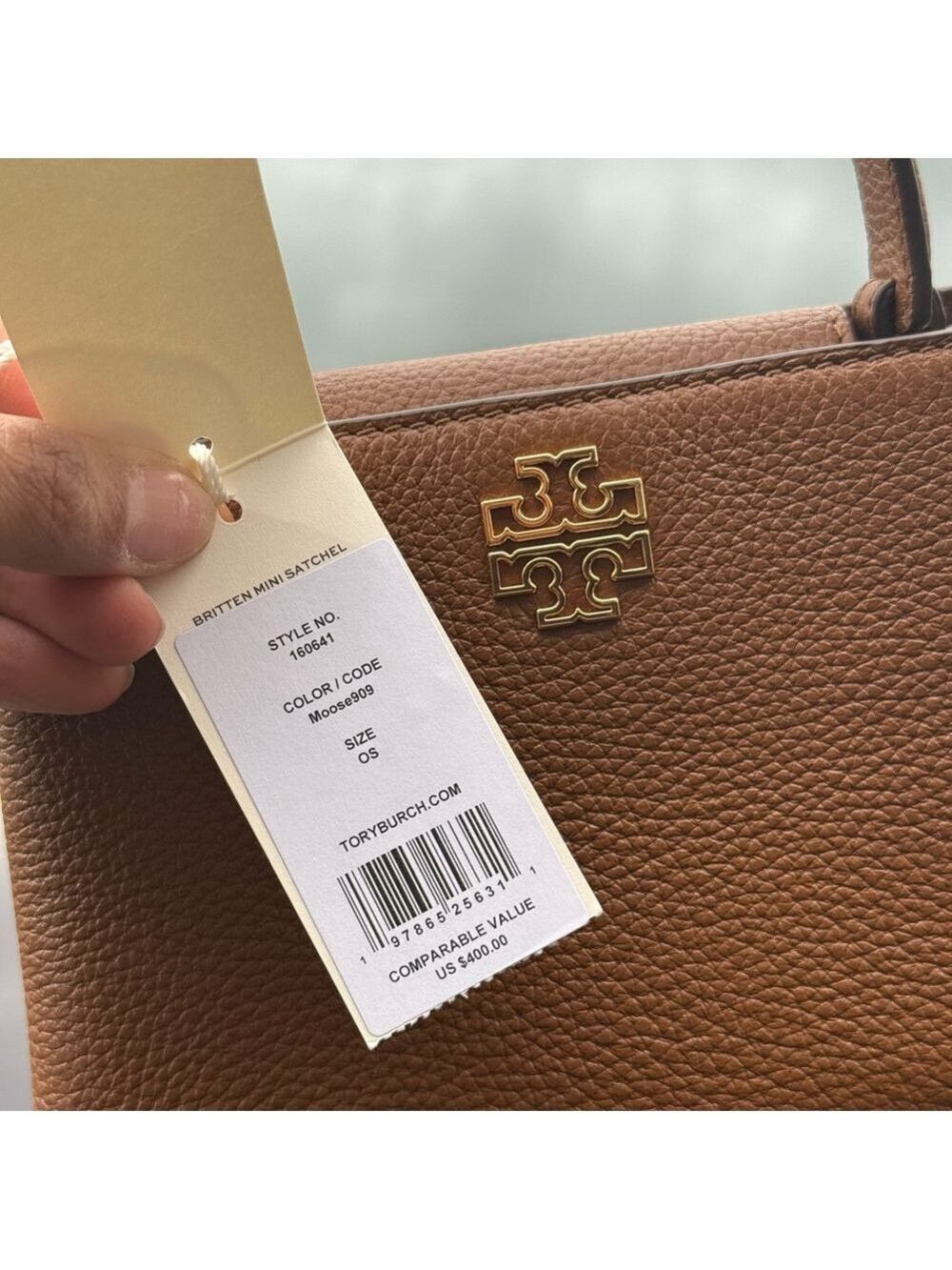 400!+ New Tory Burch Britten Mini Satchel In Moose - Picture 5 of 11
